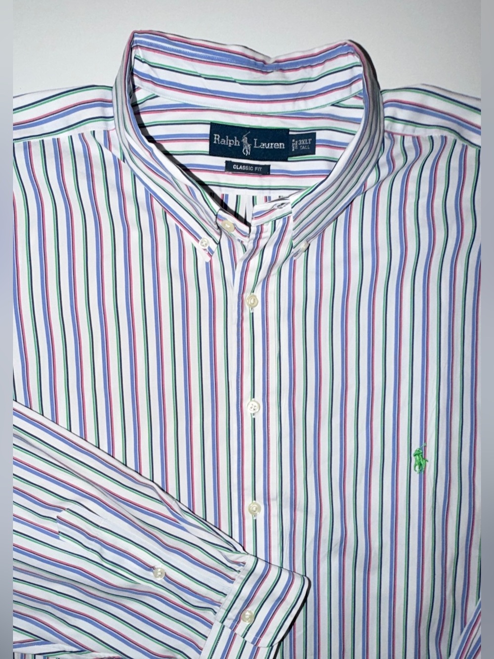 Polo Ralph Lauren Button Down Long  Sleeve White Striped Tall Shirt Mens 3XLT